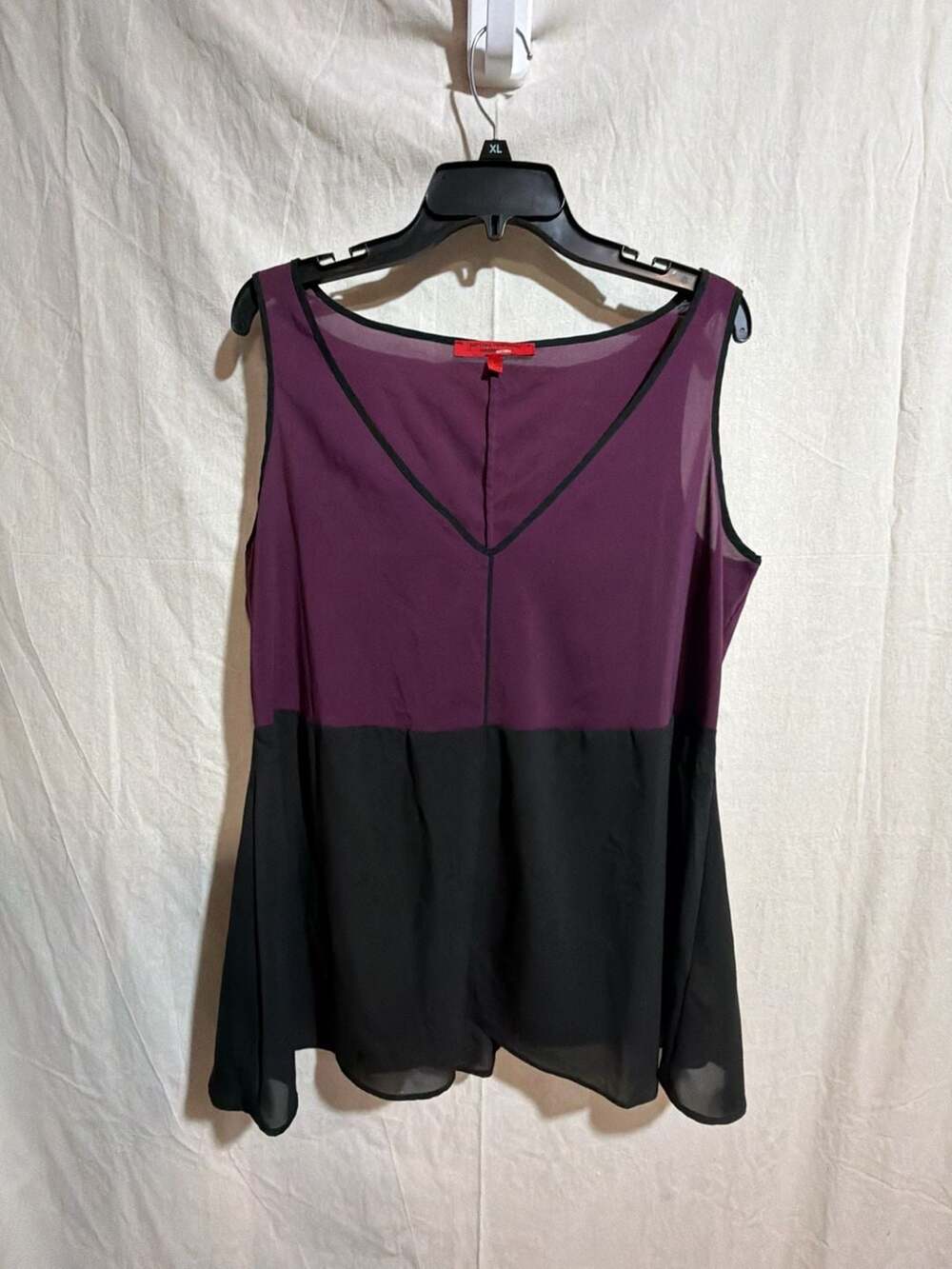 Narciso Rodriguez for Design Nation Purple and Black Sleeveless Blouse Top Size